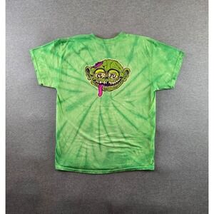 Vintage NHS Creature Skateboards T Shirt‎ Mens Large Green Tie Dye Freaks Y2K